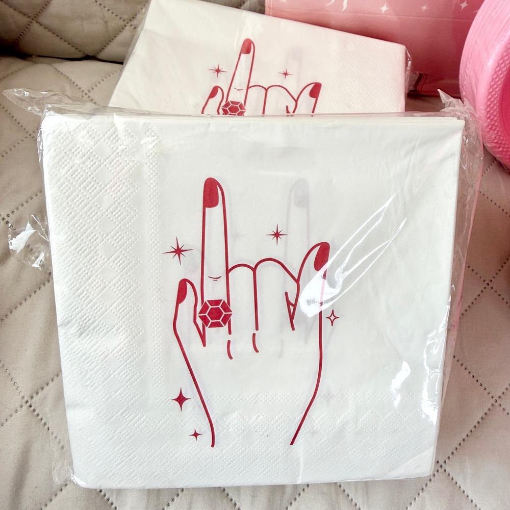 Pink Bachelorette Party Supplies 200 Plates 200 Napkins 24 Bow Treat Boxes Set - Picture 3 of 4
